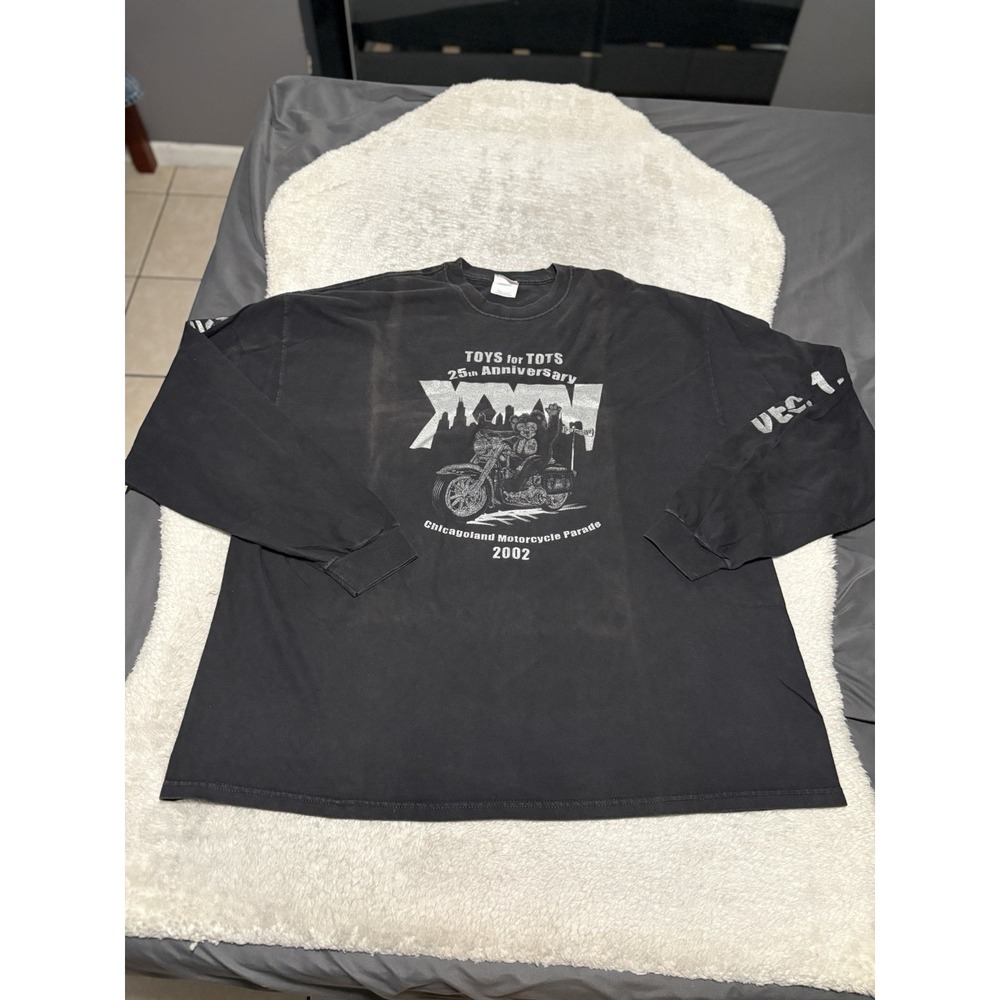 Chicagoland 25th Toys for Tots Motorcycle Parade Long Sleeve Black Y2K 2002 3XL